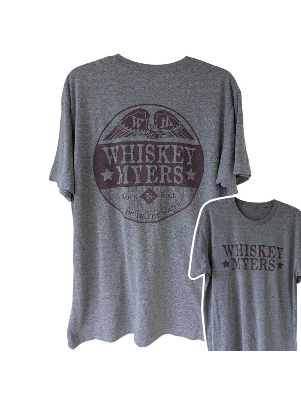Whiskey Myers T-Shirt Mens L Heather Gray Country Rock Band Graphic Tee 22x27.5